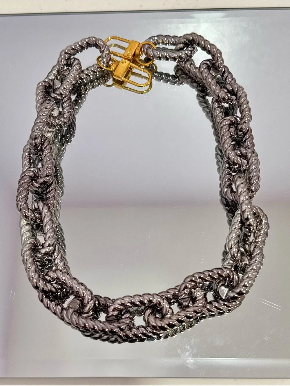 New Braided Gunmetal Bag Chain 18 inches with gold hardware (can be changed)